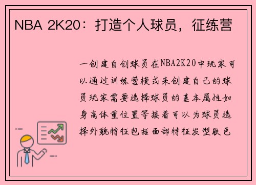 NBA 2K20：打造个人球员，征练营